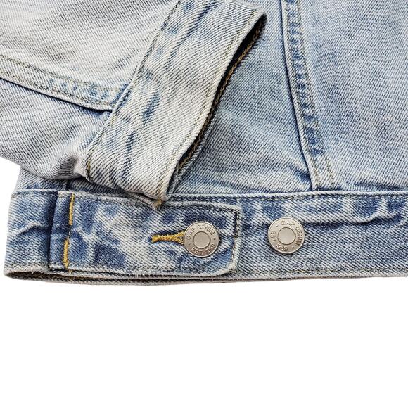 Gap Denim Icon Jean Trucker Jacket Women's Small Blue Distressed Pockets & Snaps - Picture 13 of 13